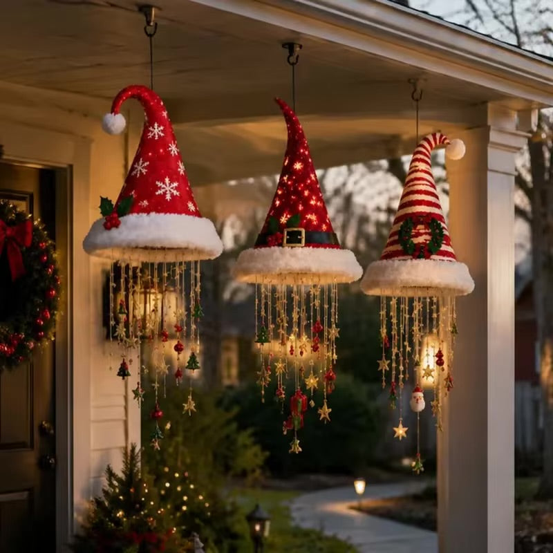 Suspension lumineuse de Noël LED – Bonnet de Père Noël