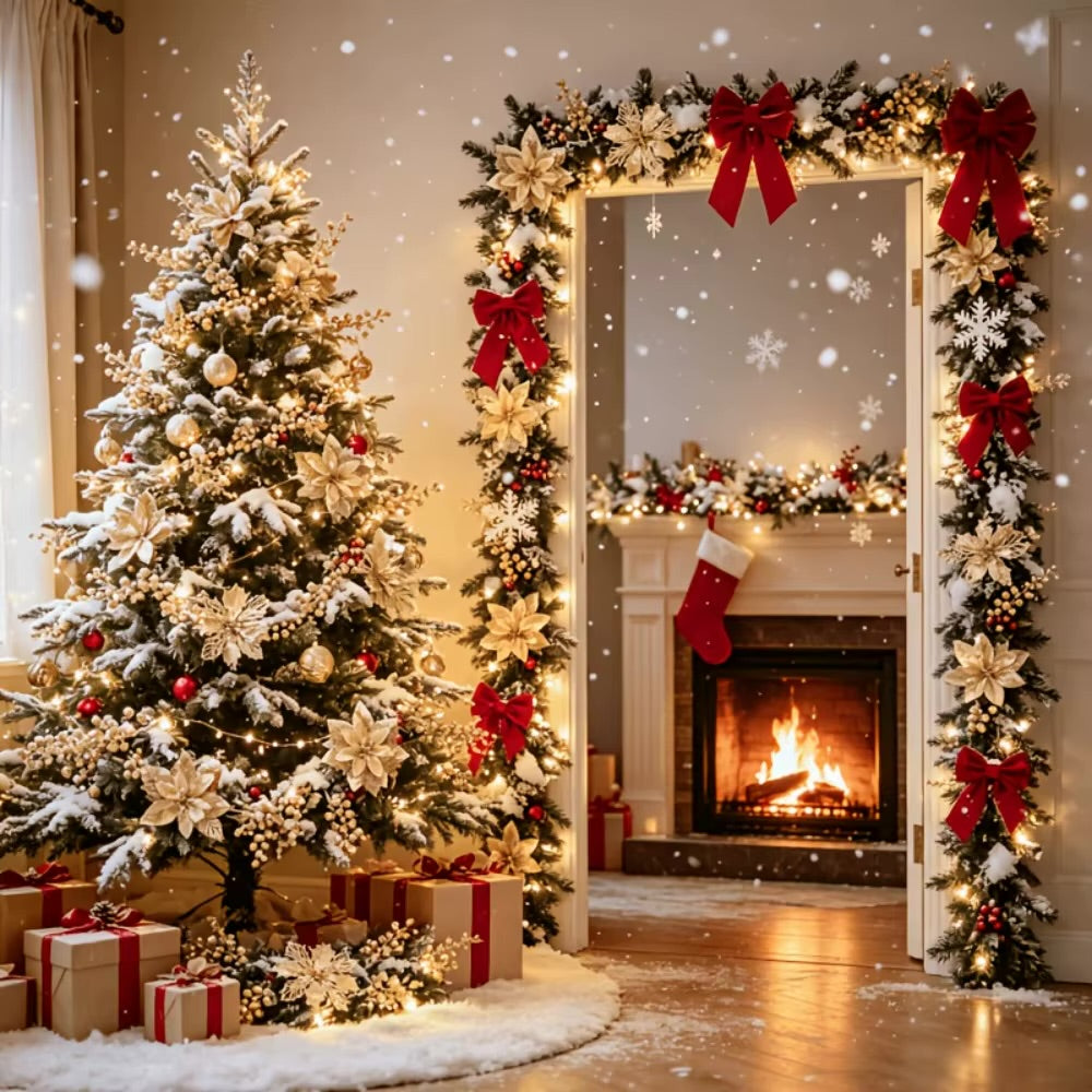 Fleurs de Noël artificielles pailletées