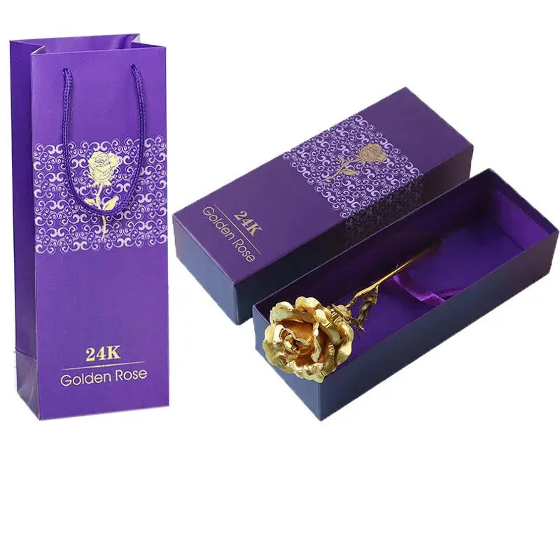 Rose éternelle plaquée Or 24K avec support LOVE Fééries Mancelya