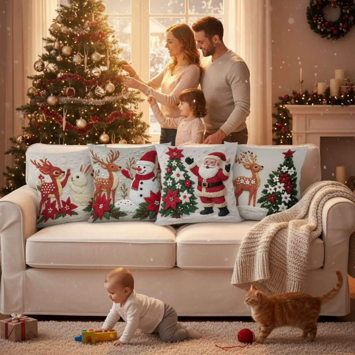 Housse de coussin imprimée de noël Fééries Mancelya