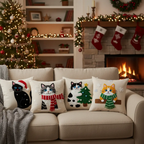 Housses d'oreiller imprimé chat festif(lot de 4) Fééries Mancelya