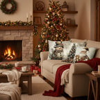 Housses de coussins noël en lin(lot de 4) Fééries Mancelya