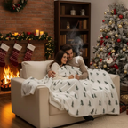 Plaid de noël en flanelle douce
 imprimée pin Fééries Mancelya