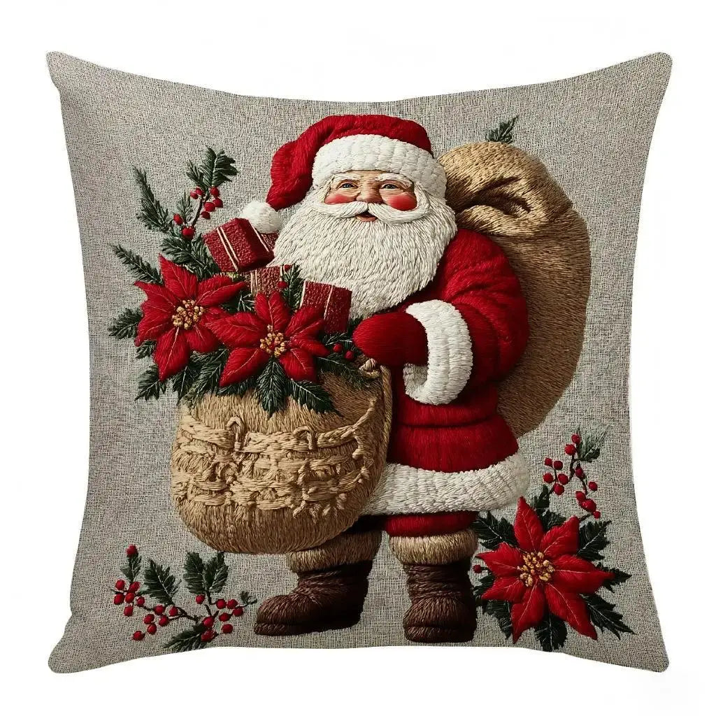 Housse de coussin festif avec fleurs et nœuds rouge Fééries Mancelya