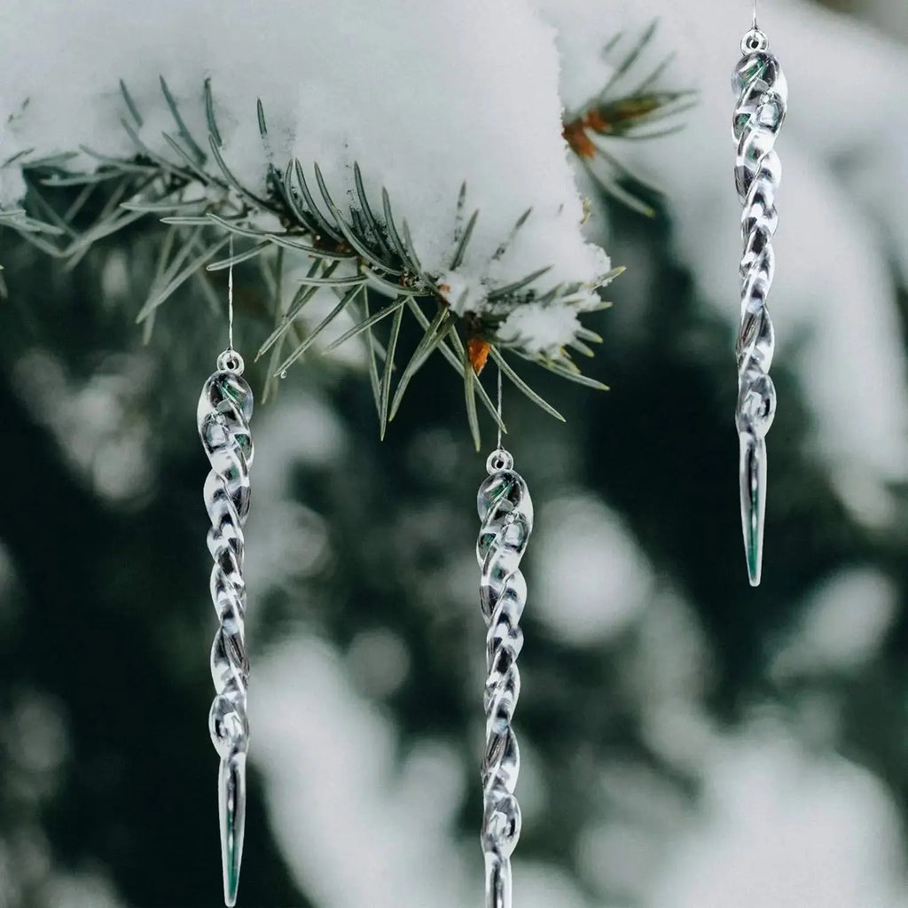 Ornements de noël glaçons torsadés en cristal transparent Fééries Mancelya