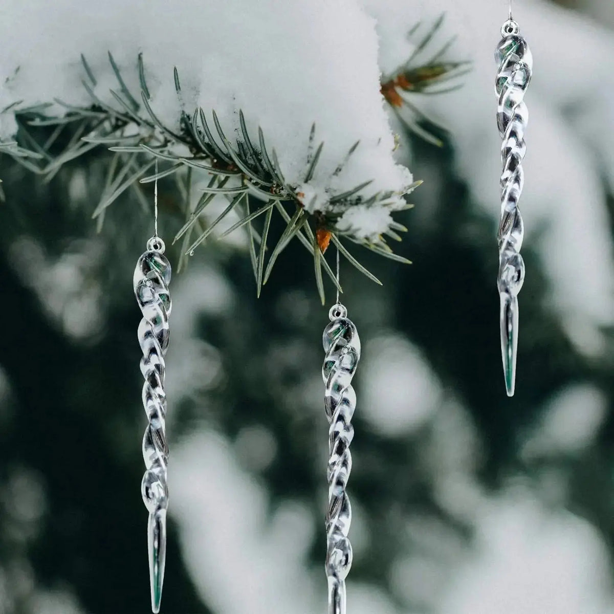 Ornements de noël glaçons torsadés en cristal transparent Fééries Mancelya