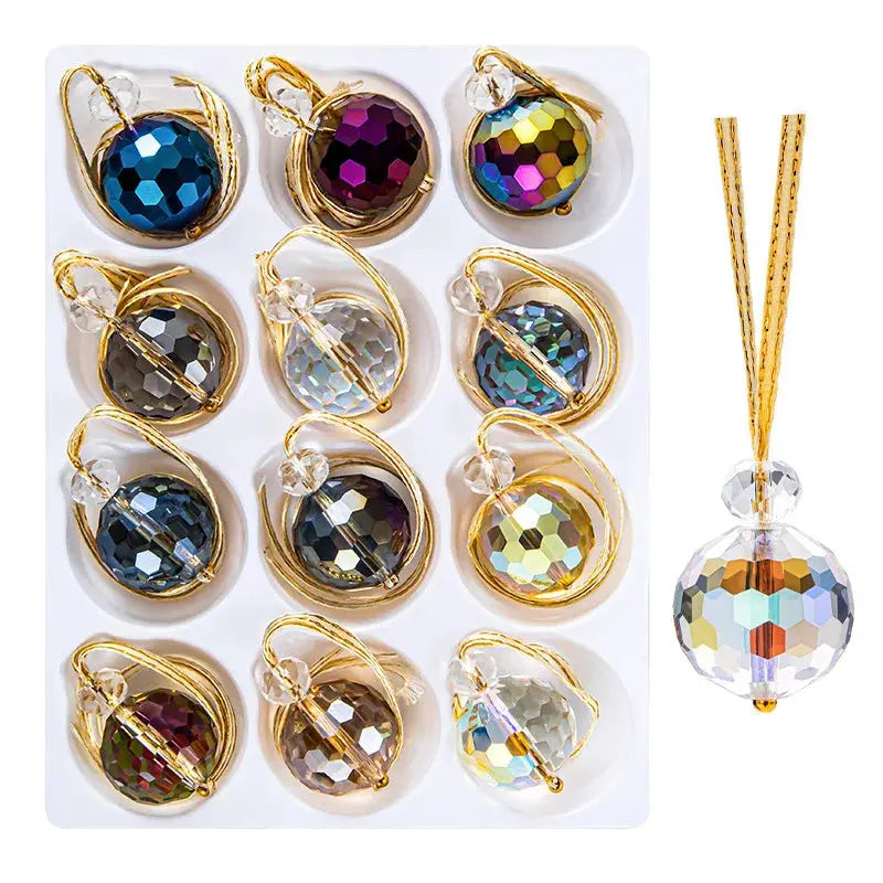 Mini boules scintillantes en verre de cristal (lot de 12) Fééries Mancelya