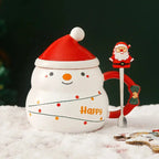 Mug de Noël en céramique avec couvercle et cuillère style nordique Fééries Mancelya