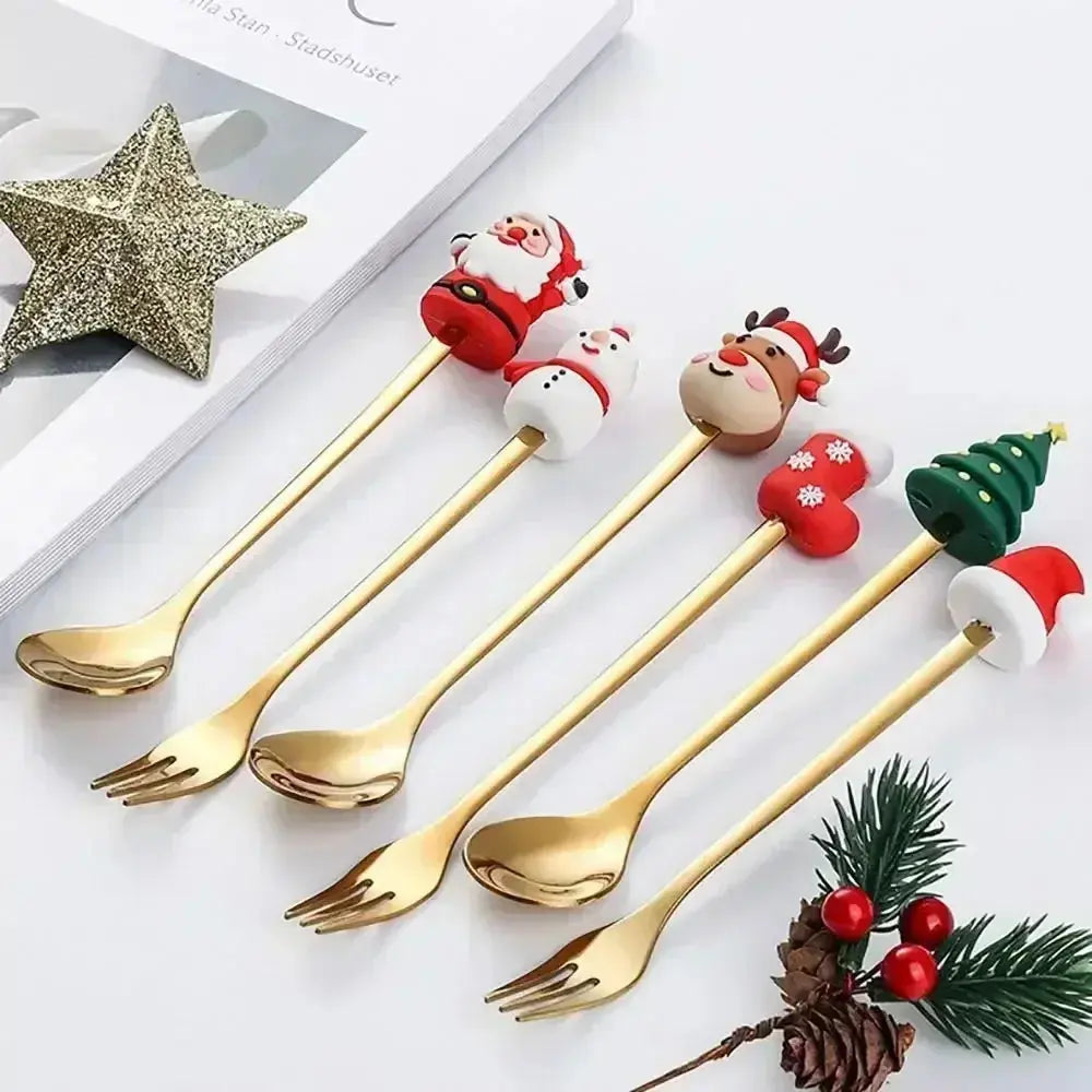 Coffret ensemble de cuillères et fourchettes de Noël Fééries Mancelya
