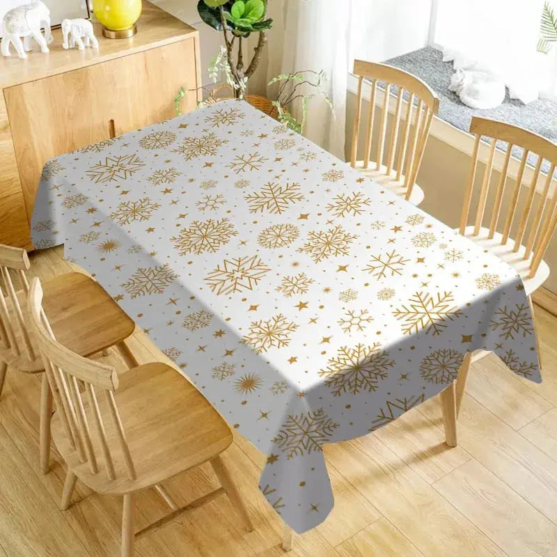 Nappe de table blanche flocons dorés Fééries Mancelya