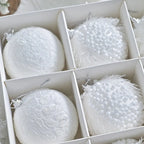 Boules de Noël blanche neige en dentelle (lot de 12) Fééries Mancelya