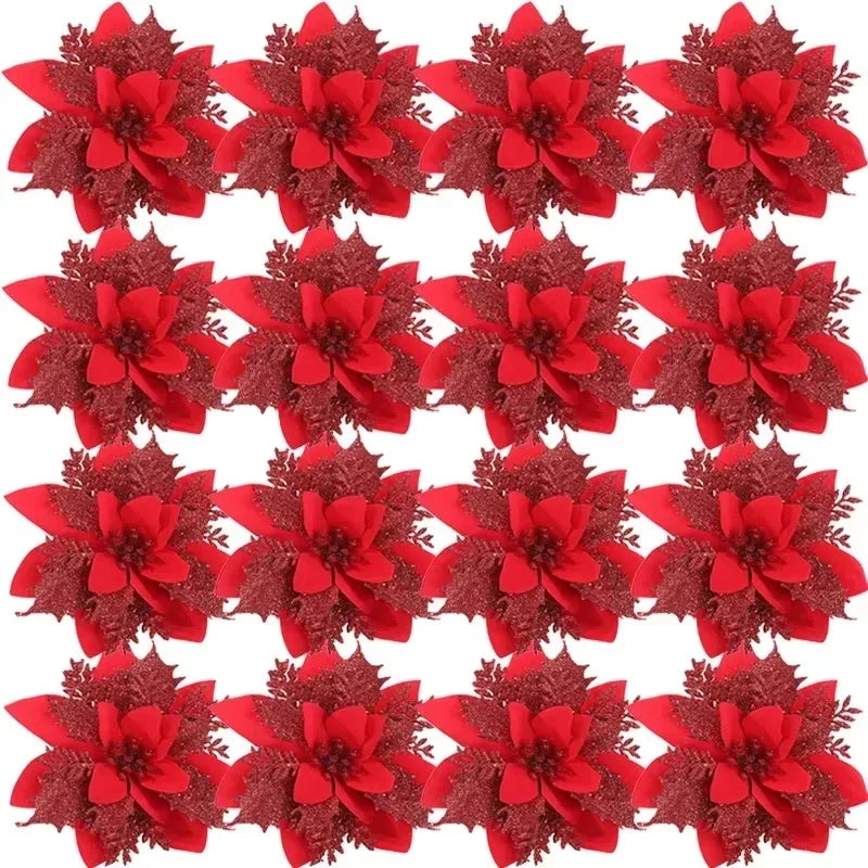Fleurs de Noël artificielles pailletées
