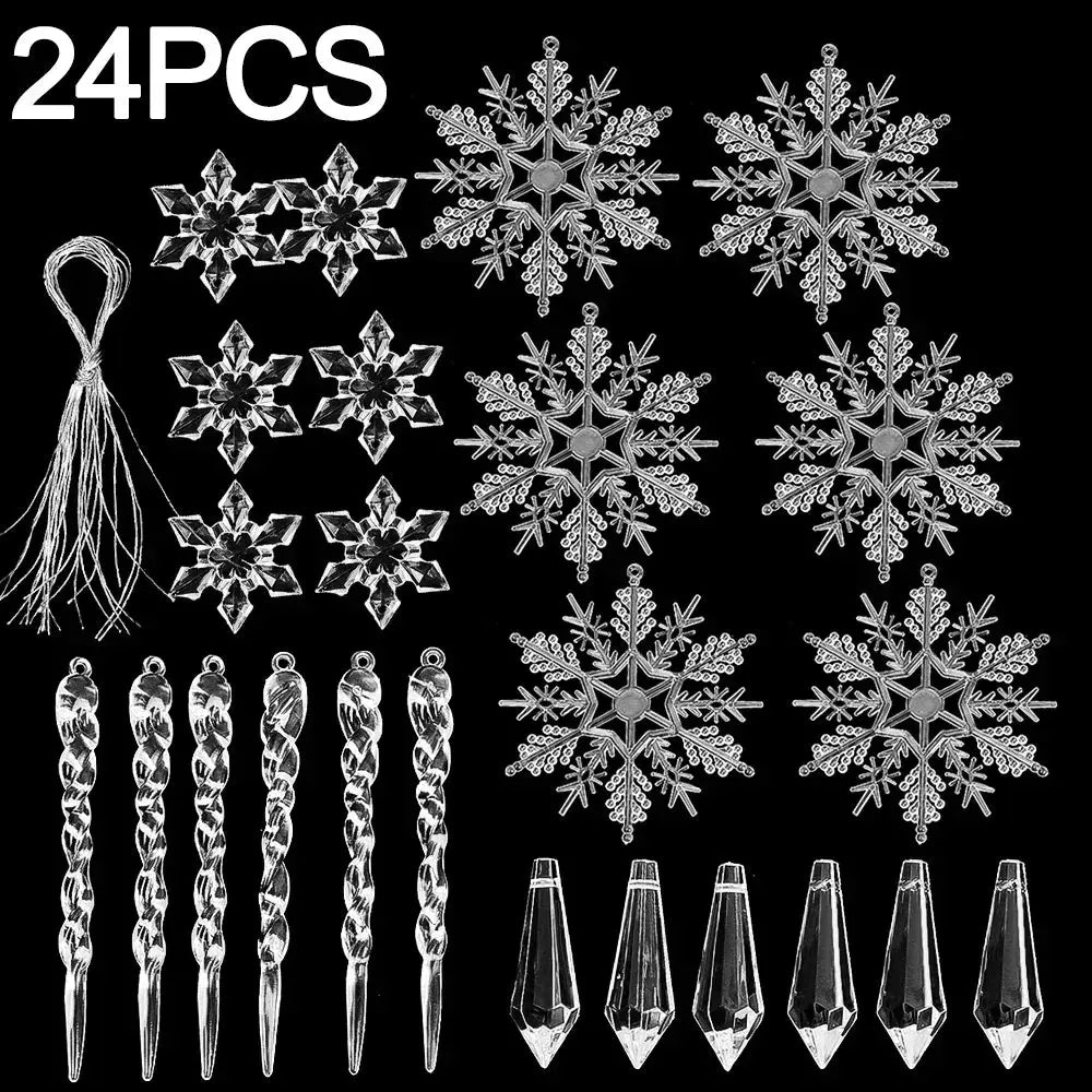 Ornements de Noël en cristal acrylique– Flocons & Stalactites Fééries Mancelya