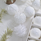 Boules de Noël blanche neige en dentelle (lot de 12) Fééries Mancelya