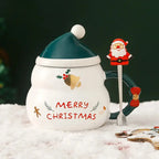 Mug de Noël en céramique avec couvercle et cuillère style nordique Fééries Mancelya