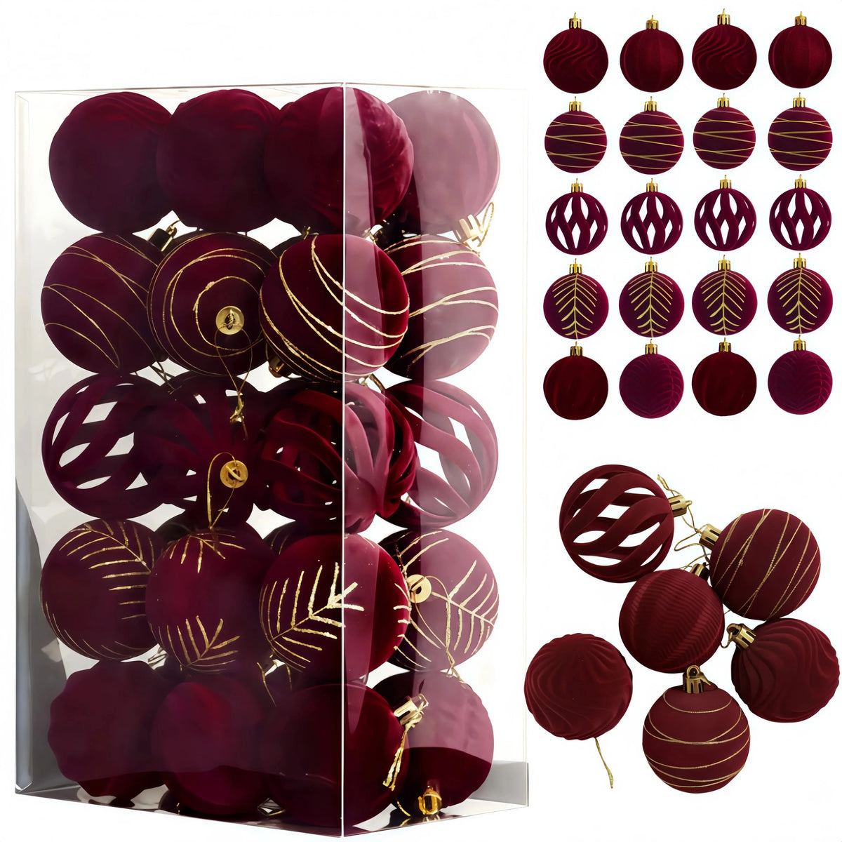Boules de noël en velours(lot de 30) Fééries Mancelya