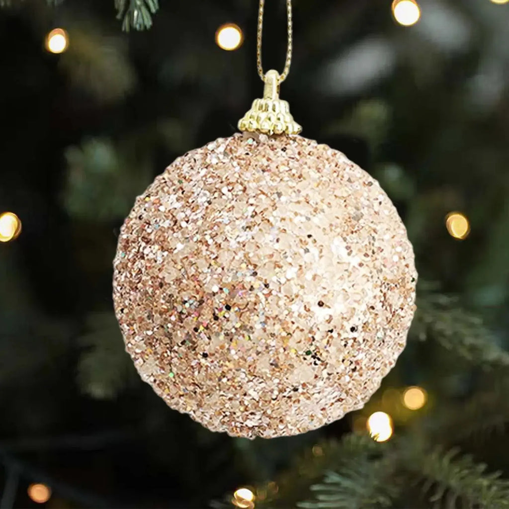 Grandes boules de Noël scintillantes– Or/Champagne(lot de 6) Fééries Mancelya
