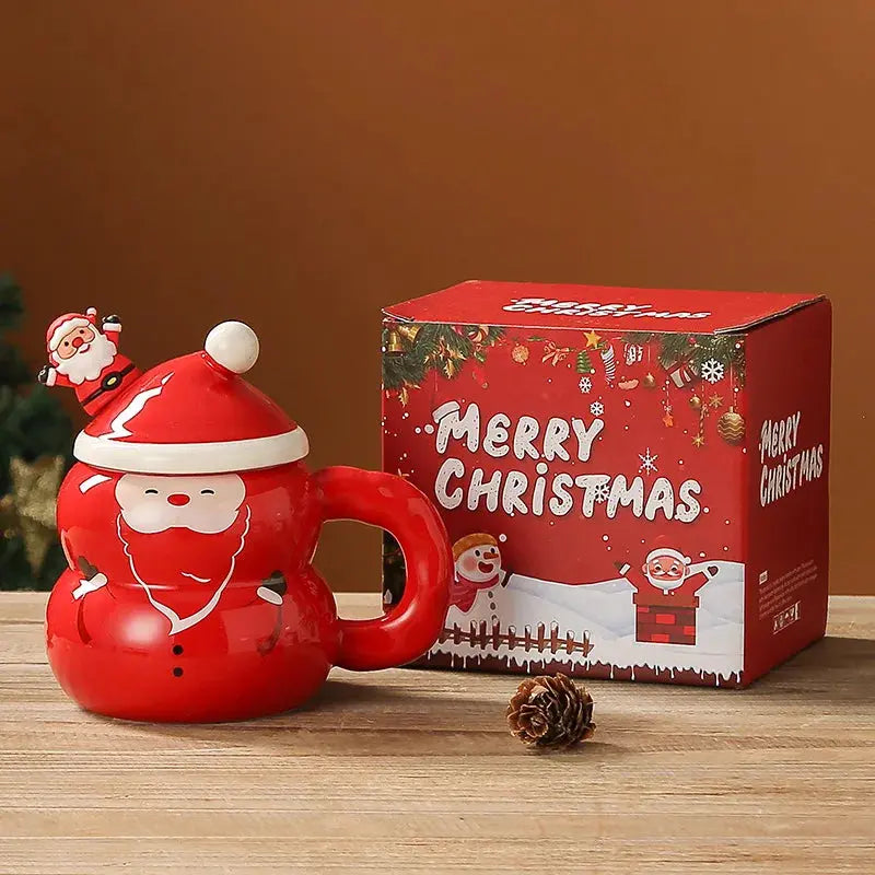 Tasse de Noël en céramique avec couvercle et cuillère Fééries Mancelya