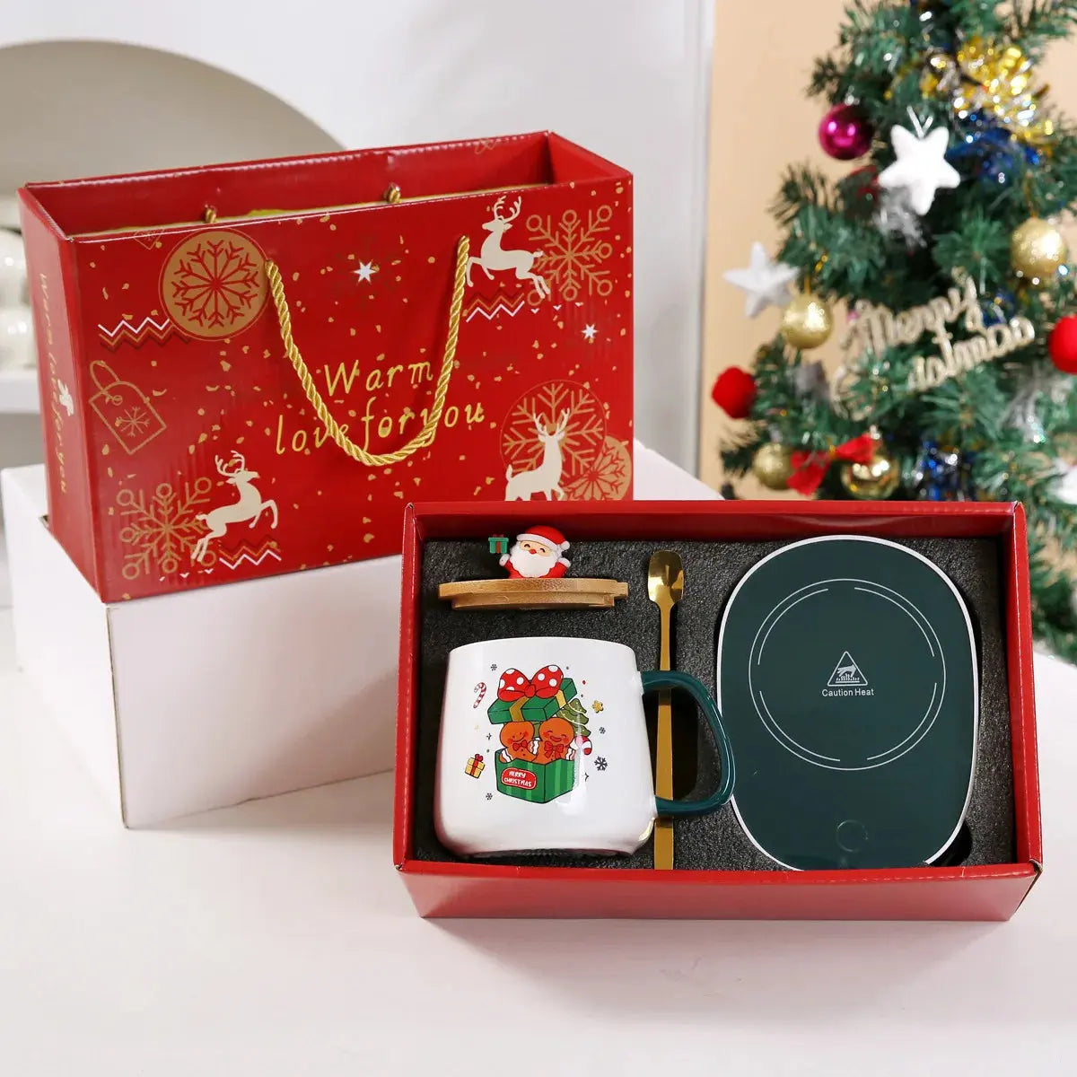 Kit cadeau de Noël – Mug chauffant avec couvercle & cuillère Fééries Mancelya