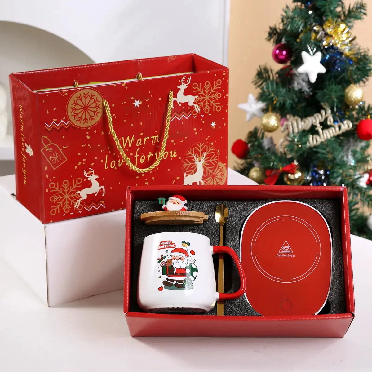 Kit cadeau de Noël – Mug chauffant avec couvercle & cuillère Fééries Mancelya