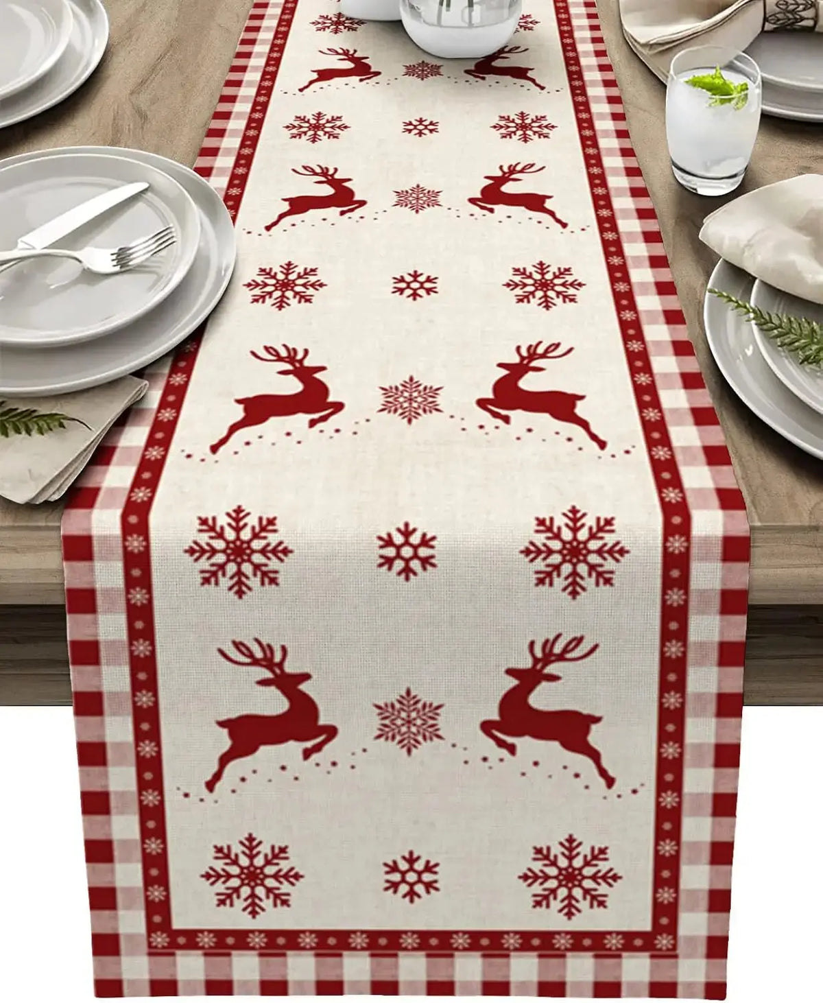 Chemin de table de Noël en lin Fééries Mancelya