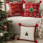 Housses de coussin imprimés avec pompons(lot de 2) Fééries Mancelya
