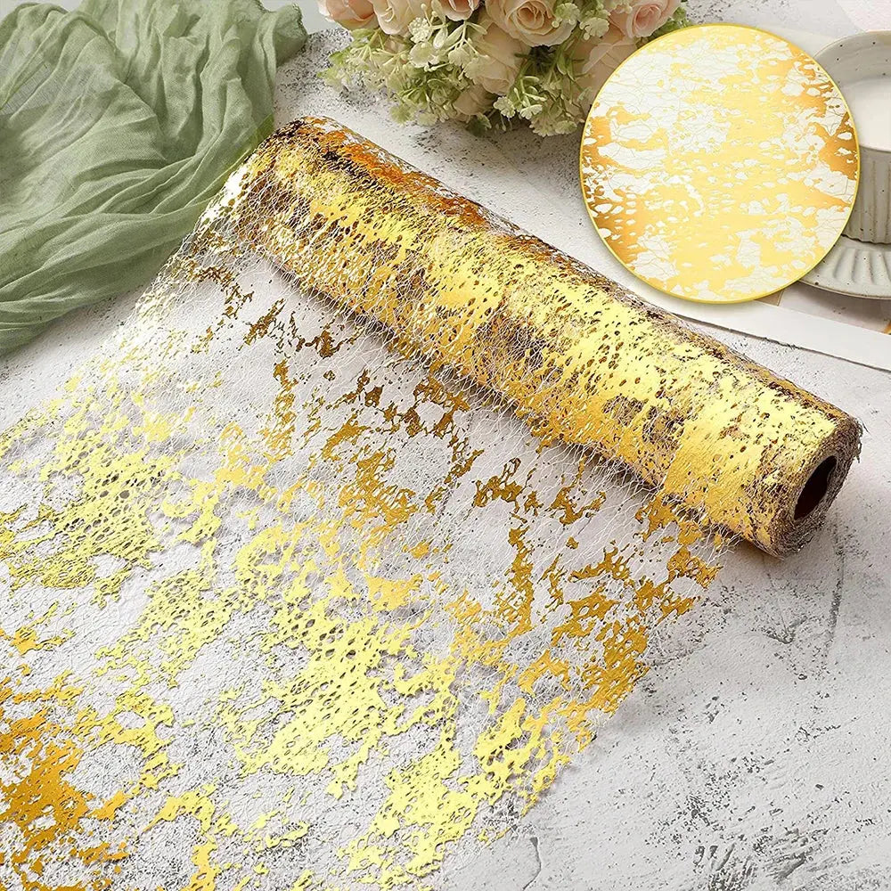 Chemin de table en maille avec feuille métallique Fééries Mancelya