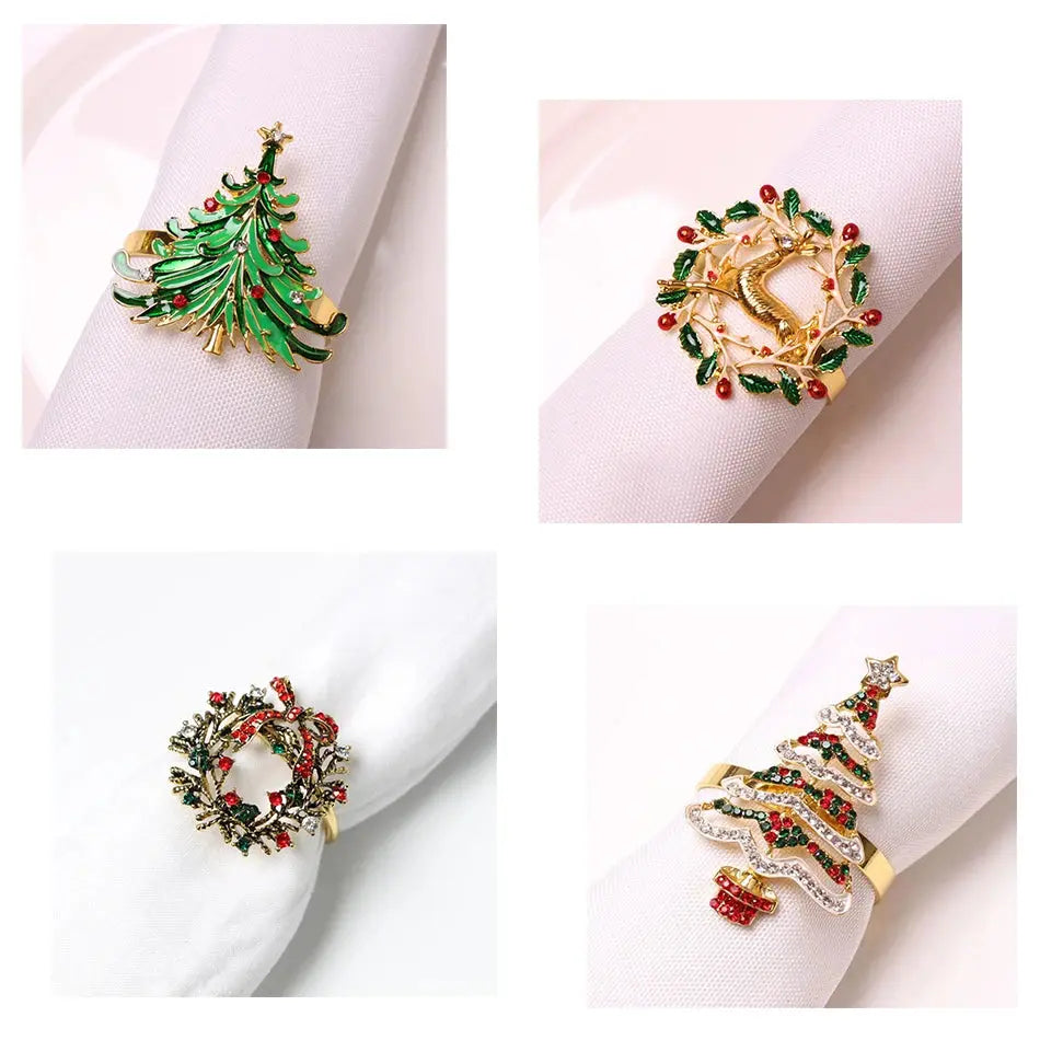 Ensemble anneaux de serviette de noël festif (lot de 4) Fééries Mancelya