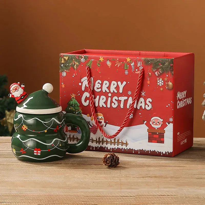 Tasse de Noël en céramique avec couvercle et cuillère Fééries Mancelya