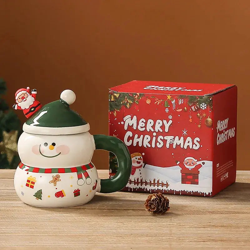Tasse de Noël en céramique avec couvercle et cuillère Fééries Mancelya