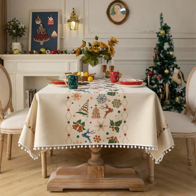 Nappe de table nordique
 tissée jacquard Fééries Mancelya