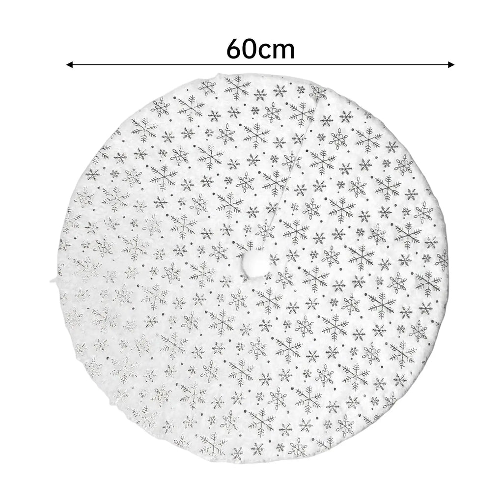 Jupe d'arbre de noël blanche en peluche, motifs flocons de neige Fééries Mancelya