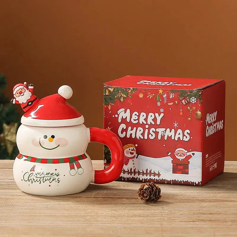 Tasse de Noël en céramique avec couvercle et cuillère Fééries Mancelya