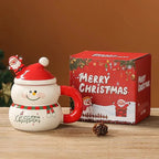 Tasse de Noël en céramique avec couvercle et cuillère Fééries Mancelya