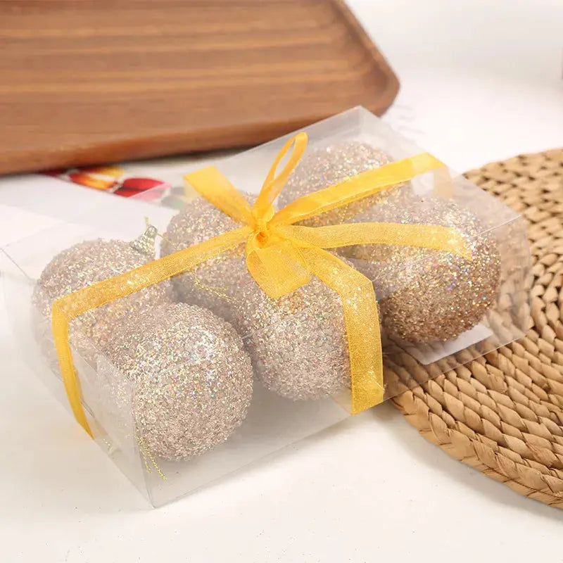 Grandes boules de Noël scintillantes– Or/Champagne(lot de 6) Fééries Mancelya