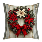 Housse de coussin festif avec fleurs et nœuds rouge Fééries Mancelya