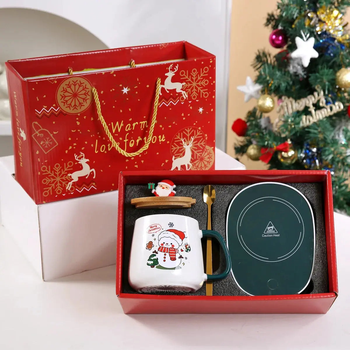 Kit cadeau de Noël – Mug chauffant avec couvercle & cuillère Fééries Mancelya