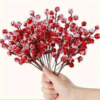Bouquets de baies rouges artificielles enneigées Fééries Mancelya