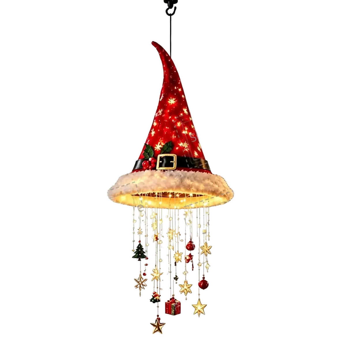 Suspension lumineuse de Noël LED – Bonnet de Père Noël