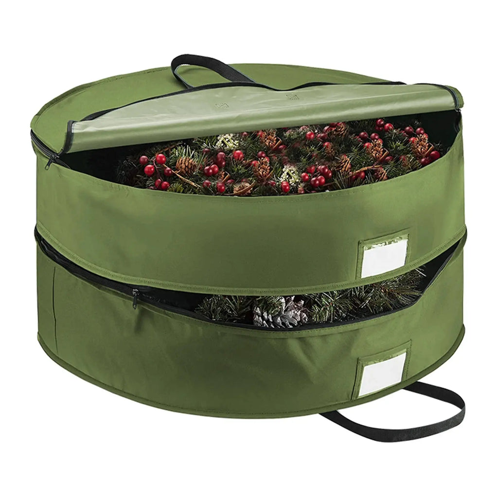 Sac de rangement imperméable double en tissu Oxford pour couronnes et guirlandes de Noël