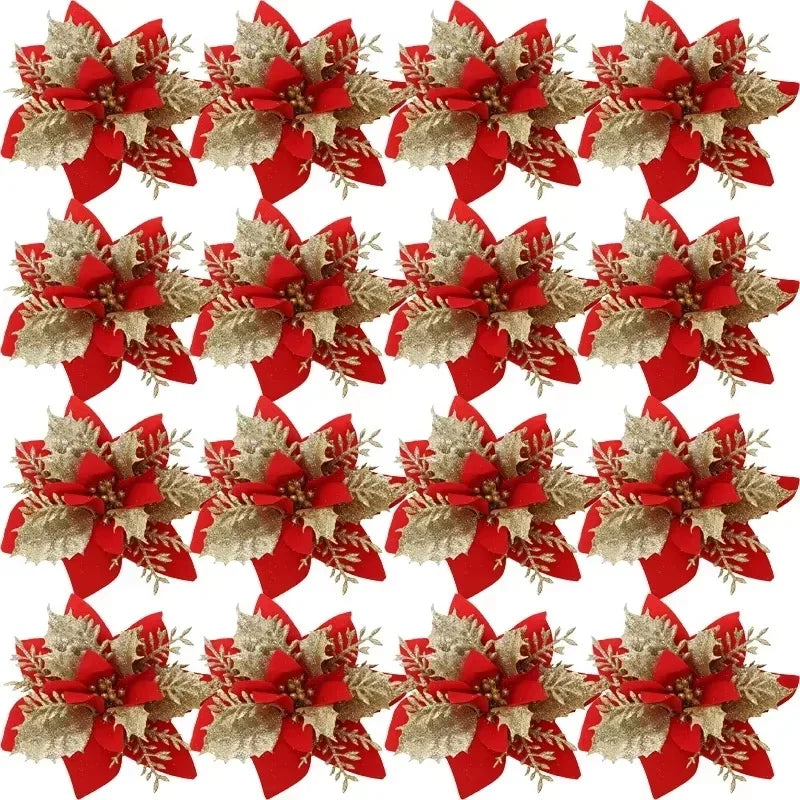 Fleurs de Noël artificielles pailletées