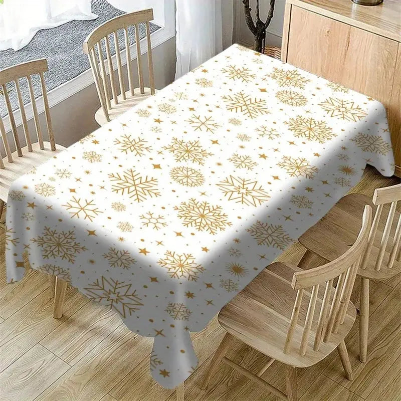 Nappe de table blanche flocons dorés Fééries Mancelya