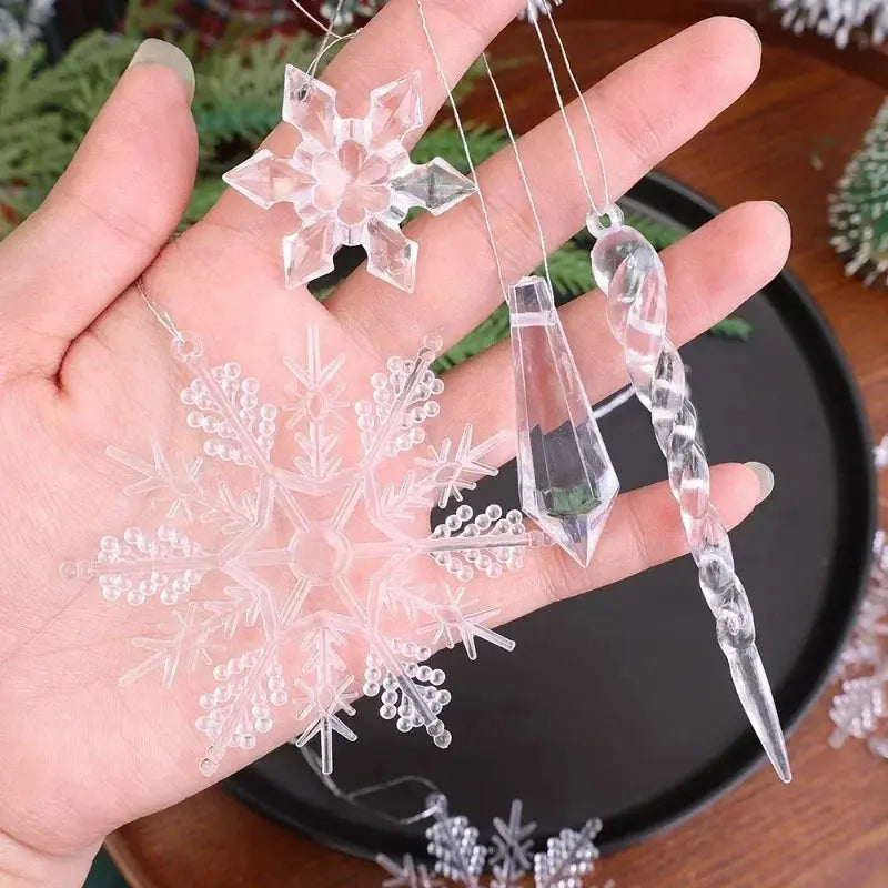 Ornements de Noël en cristal acrylique– Flocons & Stalactites Fééries Mancelya