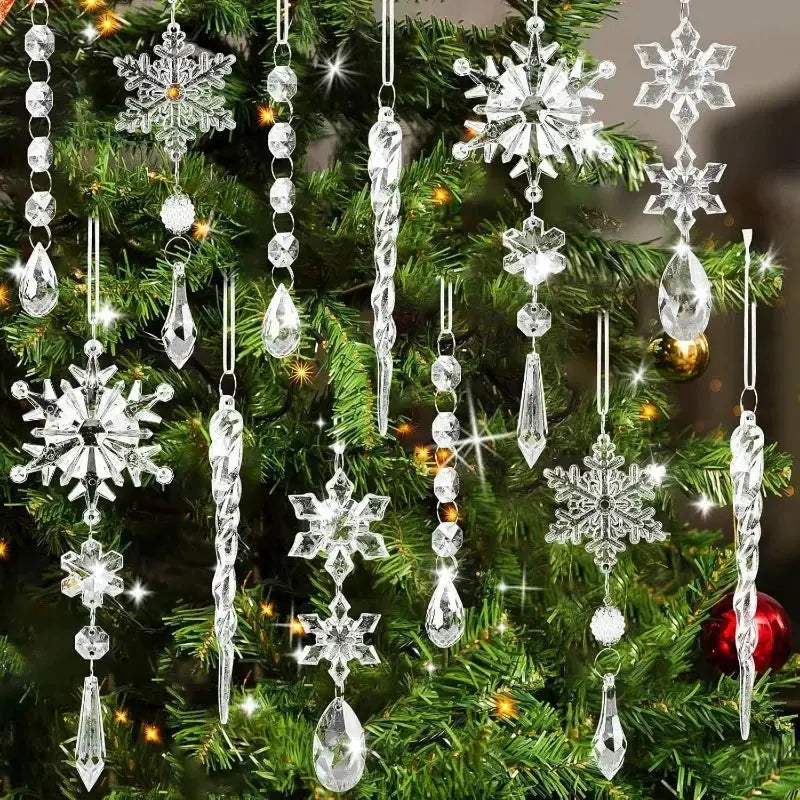 Ornements de Noël en cristal acrylique– Flocons & Stalactites Fééries Mancelya