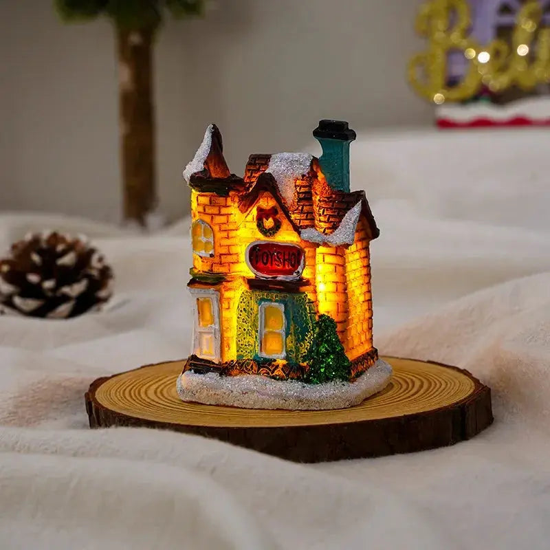 Maisons de Noël lumineuses LED en résine Fééries Mancelya