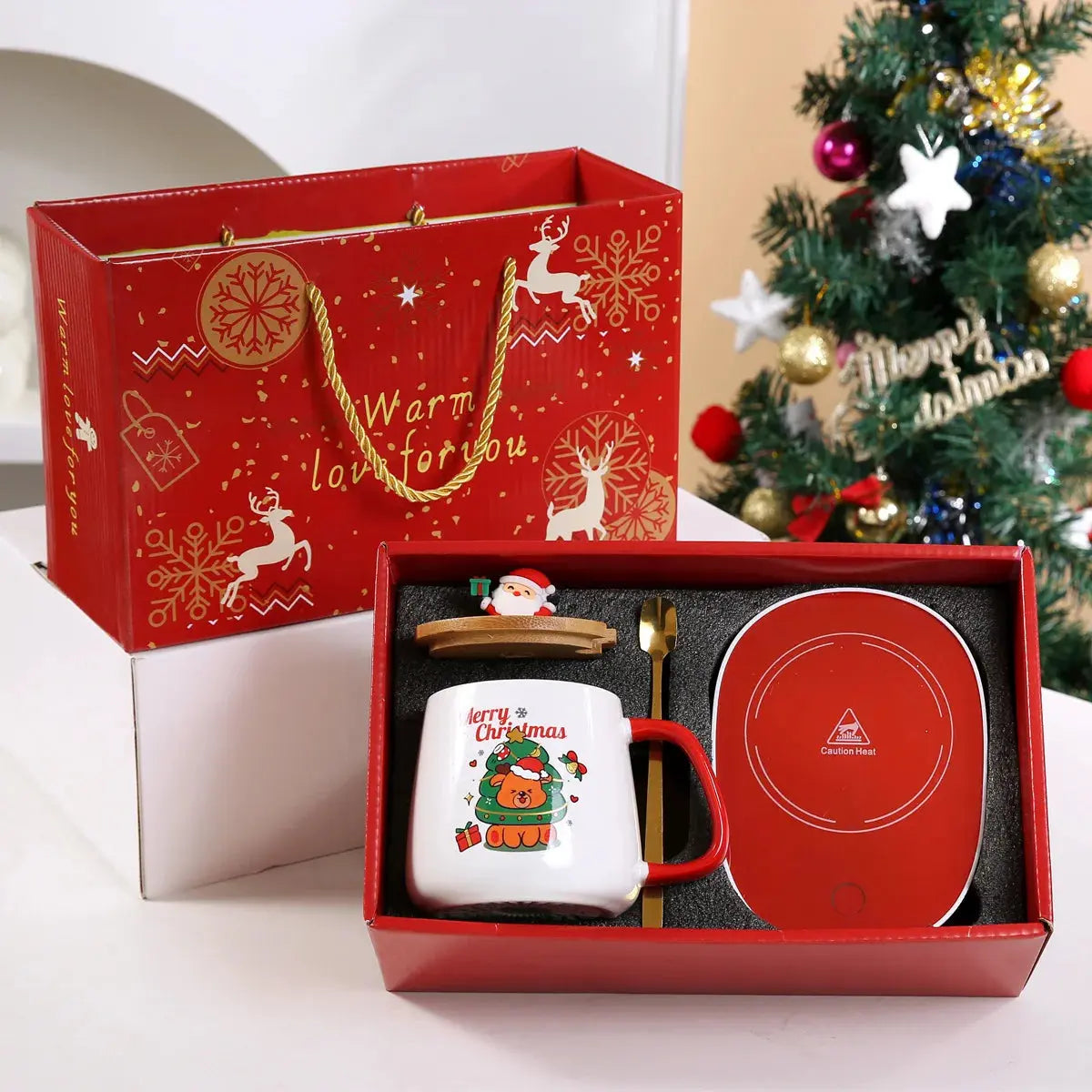 Kit cadeau de Noël – Mug chauffant avec couvercle & cuillère Fééries Mancelya