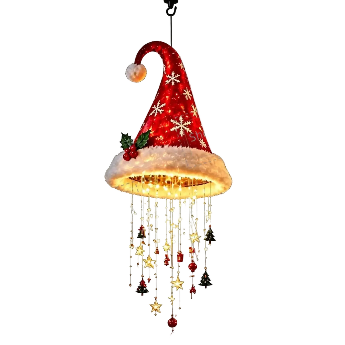 Suspension lumineuse de Noël LED – Bonnet de Père Noël
