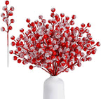 Bouquets de baies rouges artificielles enneigées Fééries Mancelya